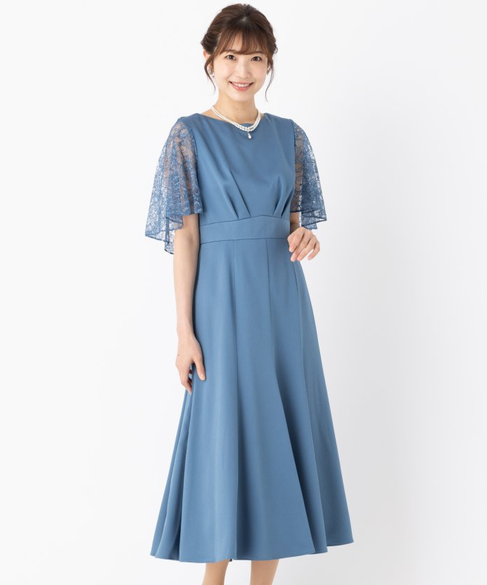 Aimer エメ フレアスリーブハシゴレースドレス ブルー系 | 結婚式