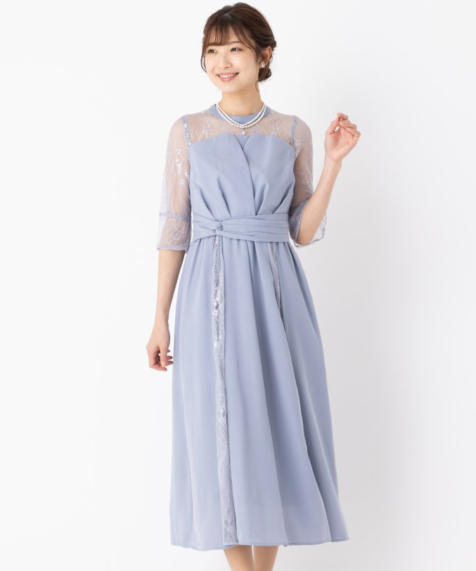 Select Shop ビスチェ風レース切替ドレス ブルー系 | 結婚式パーティー