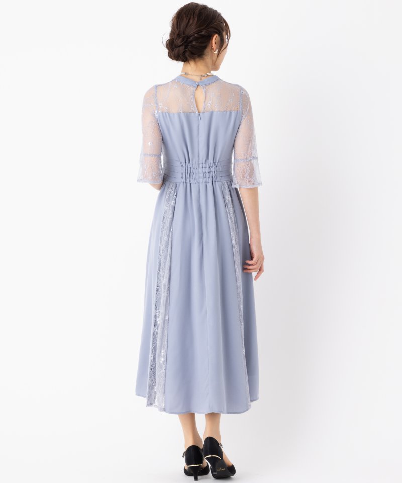 Select Shop ビスチェ風レース切替ドレス ブルー系 | 結婚式パーティー