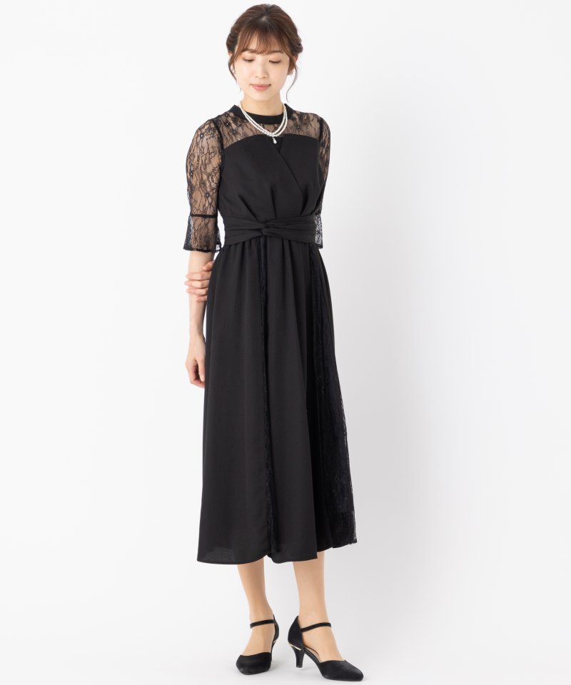 Select Shop ビスチェ風レース切替ドレス ブラック系 | 結婚式