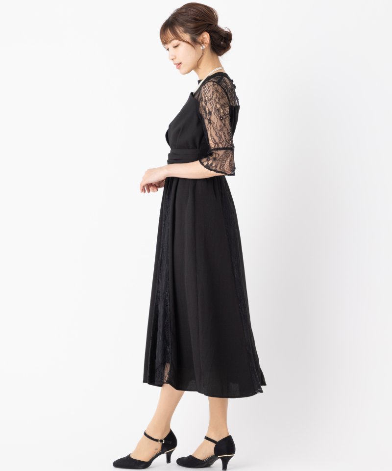 Select Shop ビスチェ風レース切替ドレス ブラック系 | 結婚式