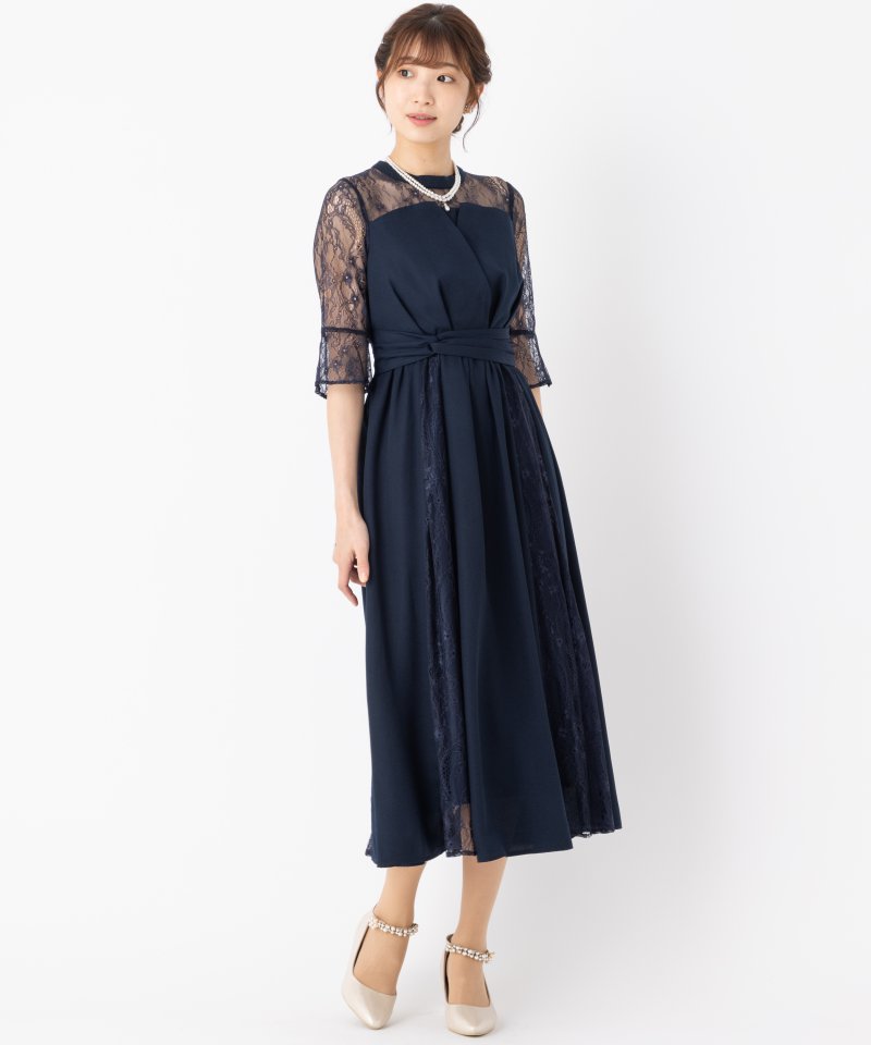 Select Shop ビスチェ風レース切替ドレス ネイビー系 | 結婚式