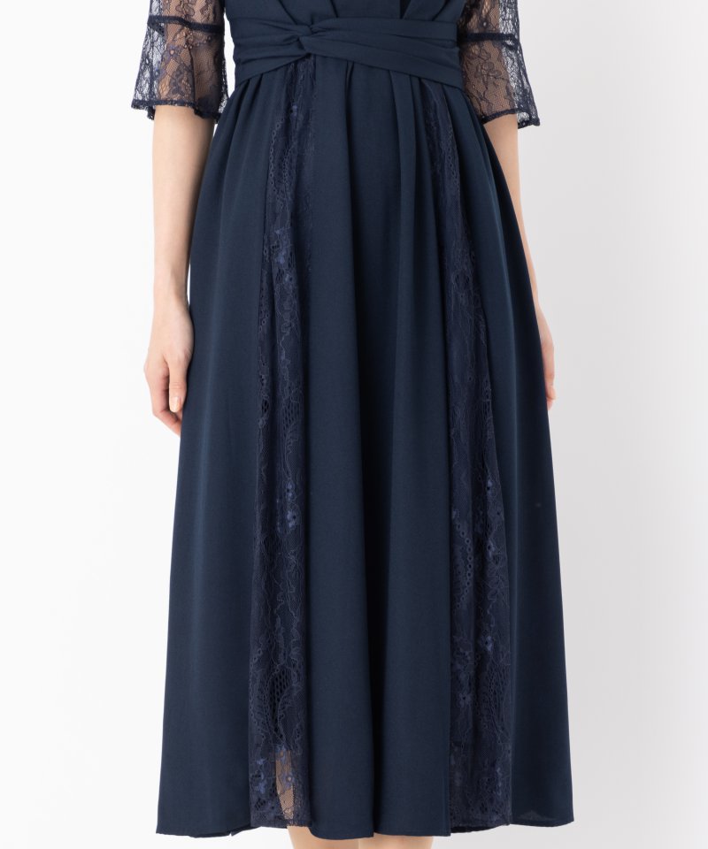 Select Shop ビスチェ風レース切替ドレス ネイビー系 | 結婚式