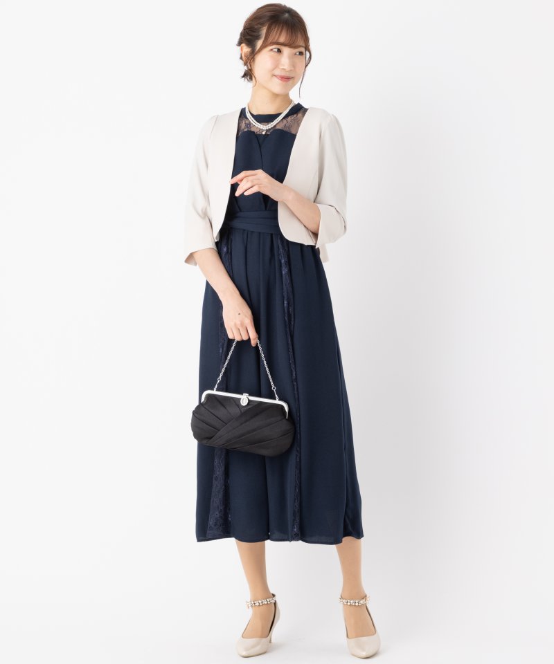 Select Shop ビスチェ風レース切替ドレス ネイビー系 | 結婚式
