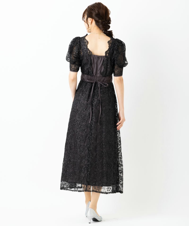 LilyBrown リリーブラウン カシュクールフラワーレースドレス ブラック