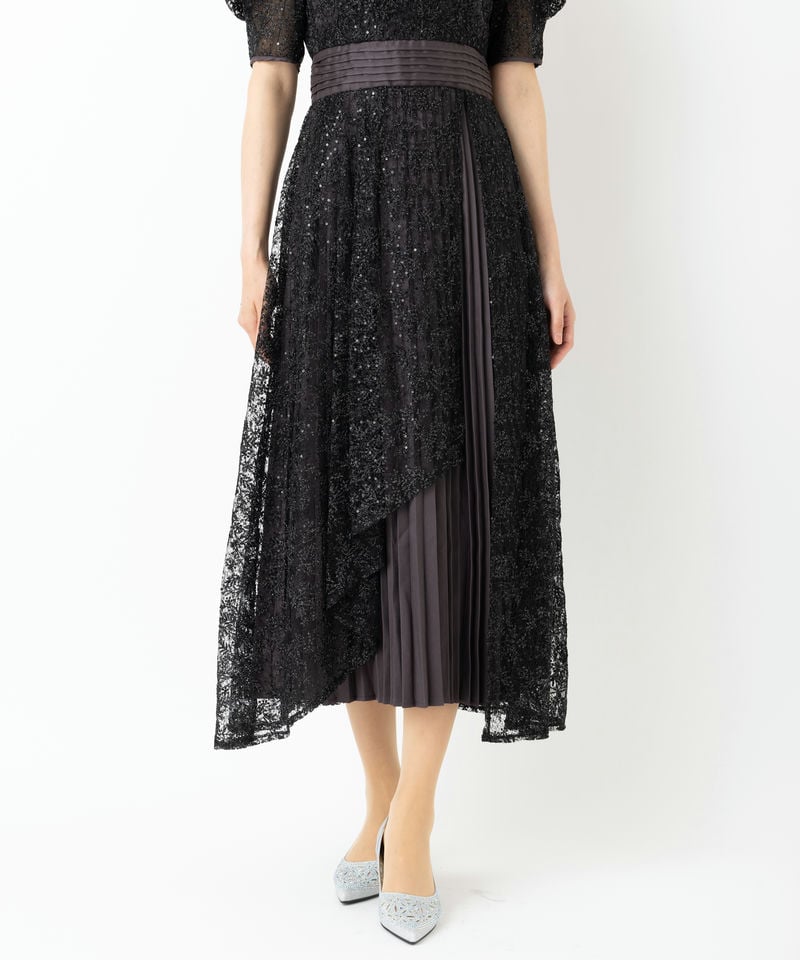 LilyBrown リリーブラウン カシュクールフラワーレースドレス ブラック