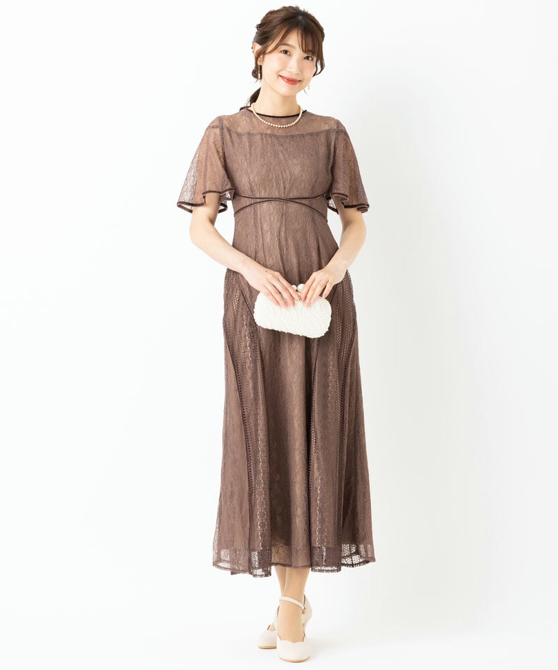 LAGUNAMOON ラグナムーン LADYウエストクロスナローレースドレス