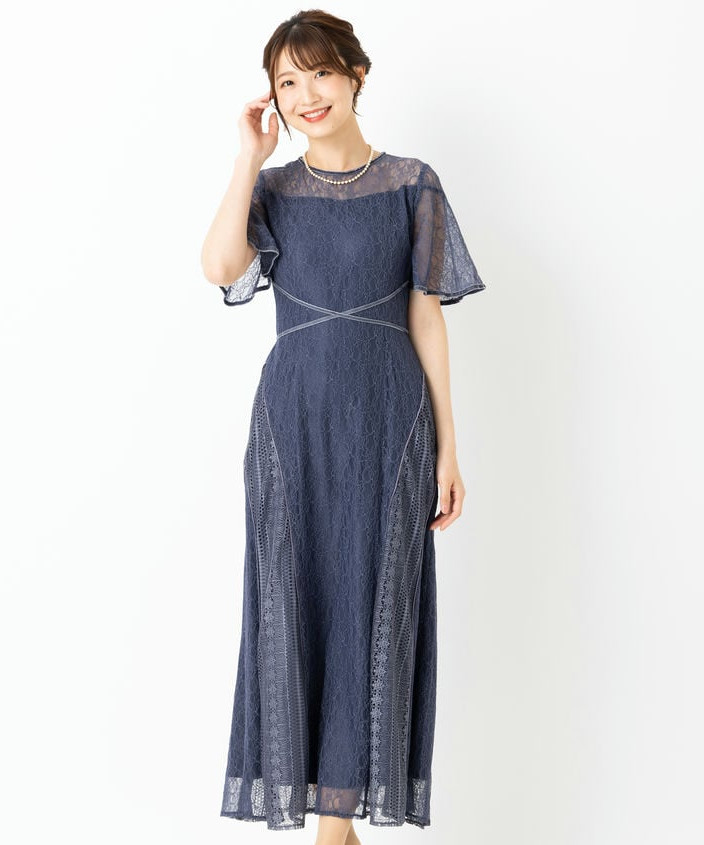 LAGUNAMOON ラグナムーン LADYウエストクロスナローレースドレス