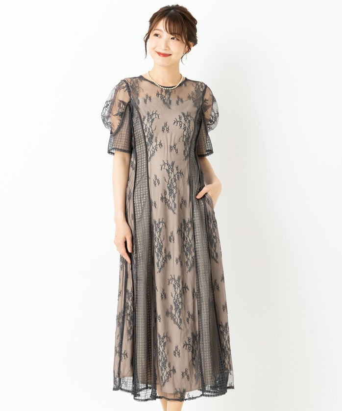 LAGUNAMOON ラグナムーン LADYフラワージャガードレースドレス