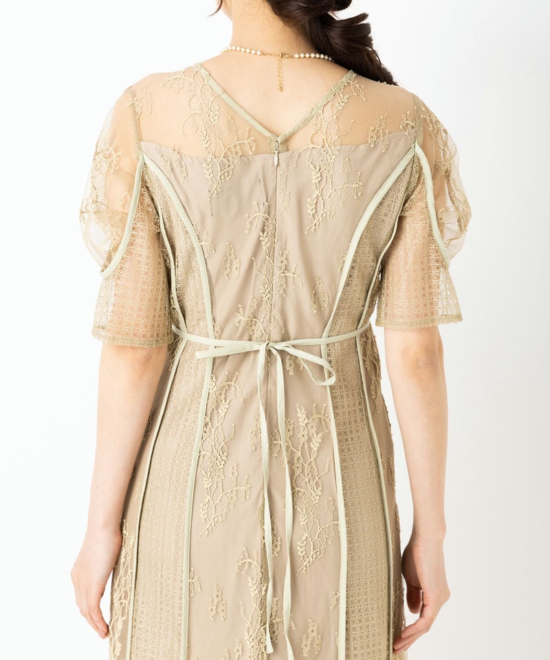 LADYパネルレースワンピース　ライトグリーン　s LAGUNAMOON ラグナムーン LADYパネルレースドレス その他 x グレー系 x