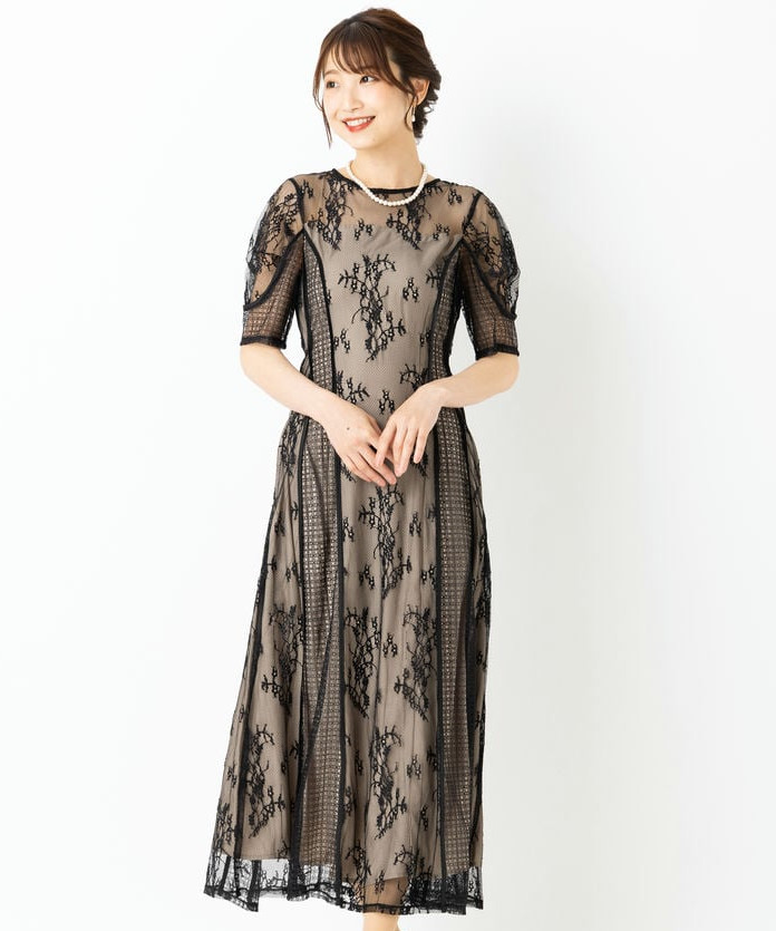 JILL STUART ジルスチュアート バイカラーラッフルレースドレス