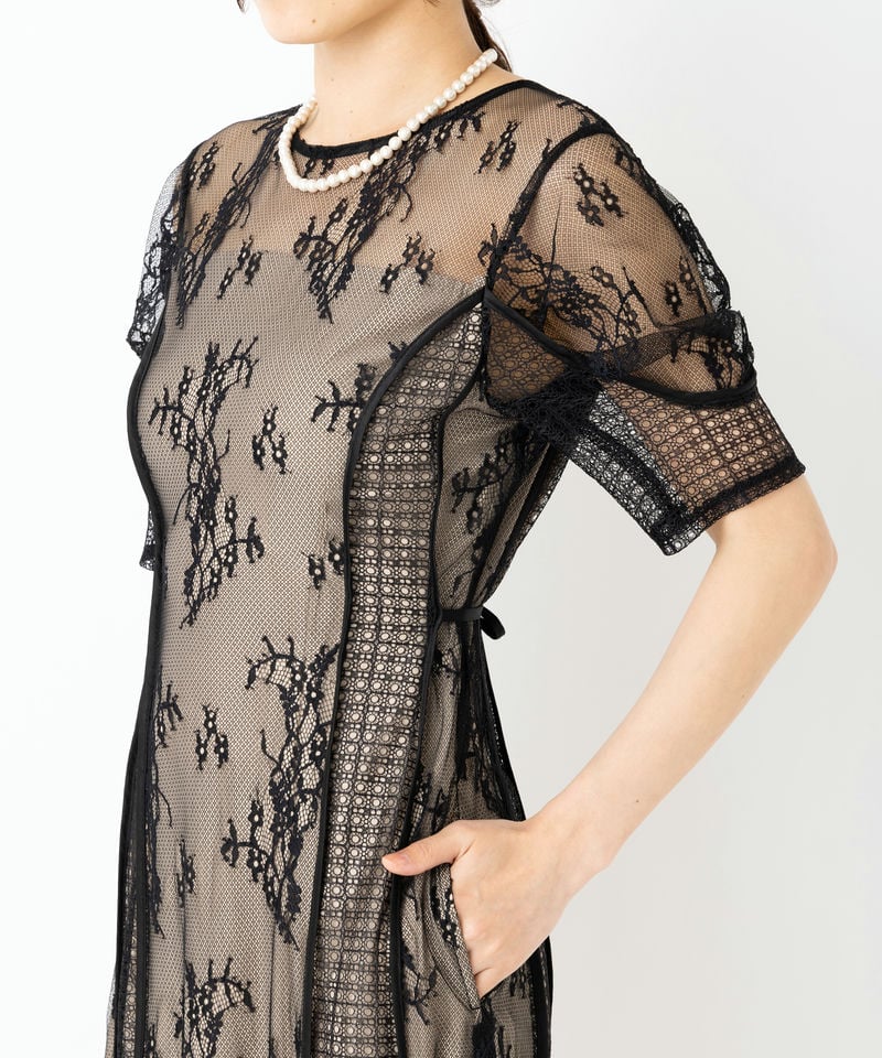 LAGUNAMOON ラグナムーン LADYパネルレースドレス ブラック系 x グレー