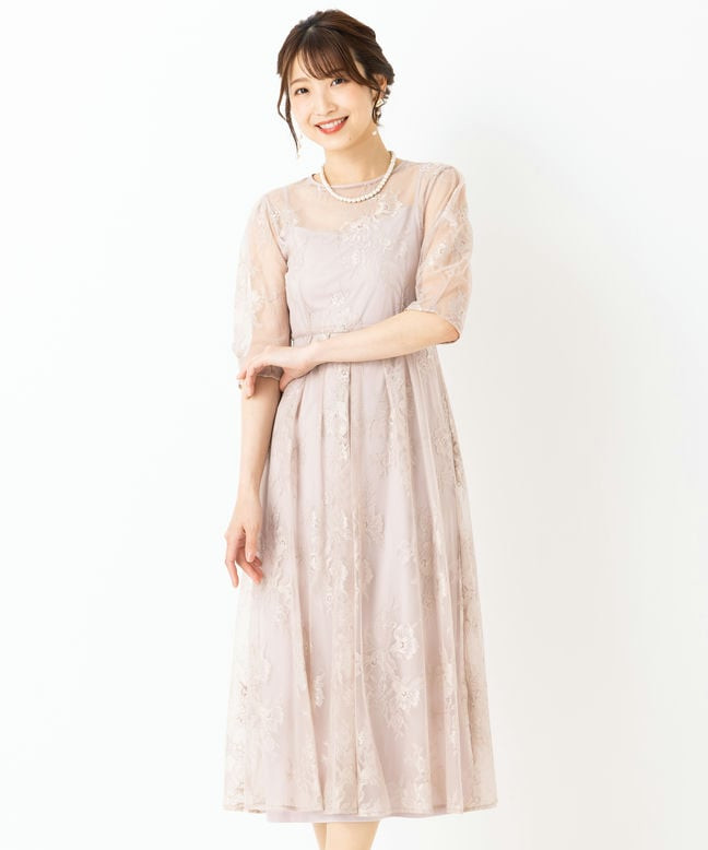 Select Shop バックダブルリボンレースドレス その他 x ピンク系 x