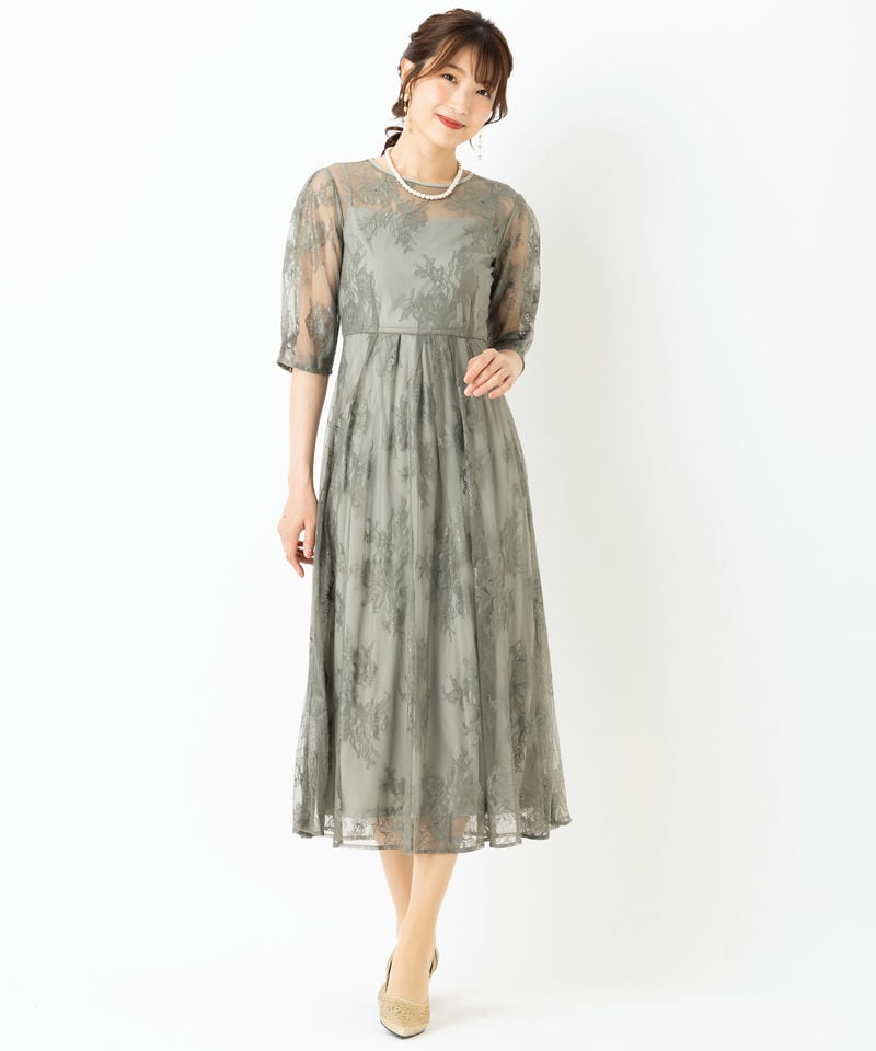 Select Shop バックダブルリボンレースドレス その他 x グリーン系