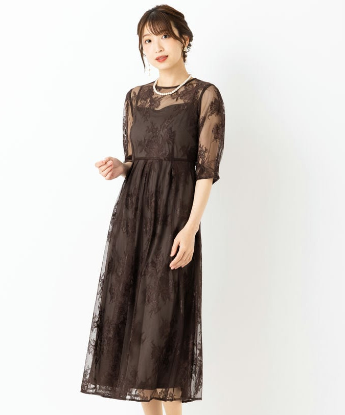 ANDRESD アンドレスド ラウンドカットドレス ブラウン系 | 結婚式
