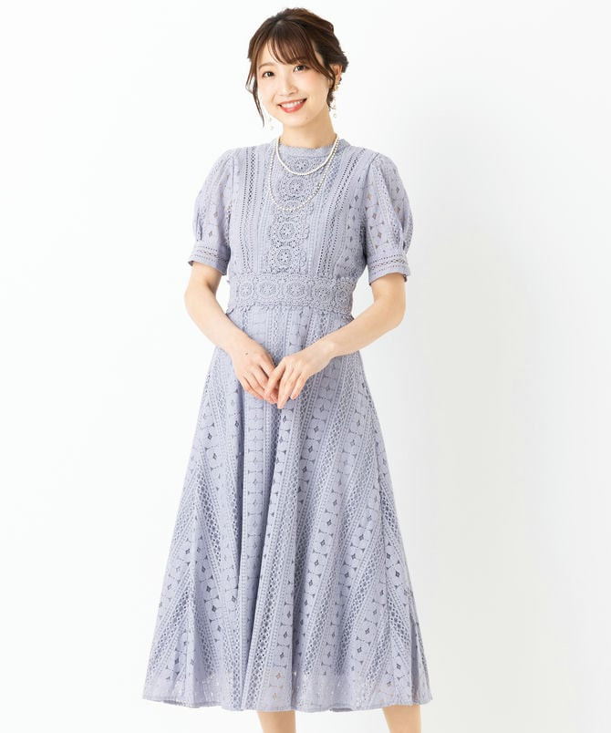 Noela ノエラ チュールレースマキシドレス ピンク系 x パープル系 