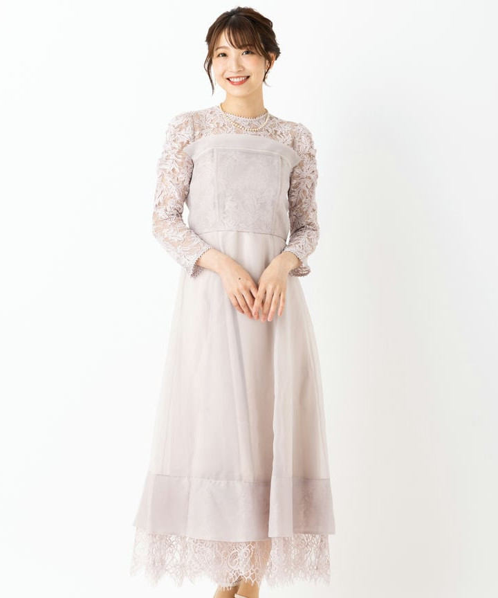 SNIDEL スナイデル ボリュームフレアレースドッキングドレス その他 x