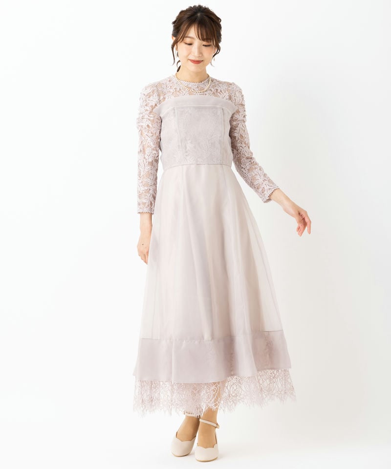 SNIDEL スナイデル ボリュームフレアレースドッキングドレス その他 x