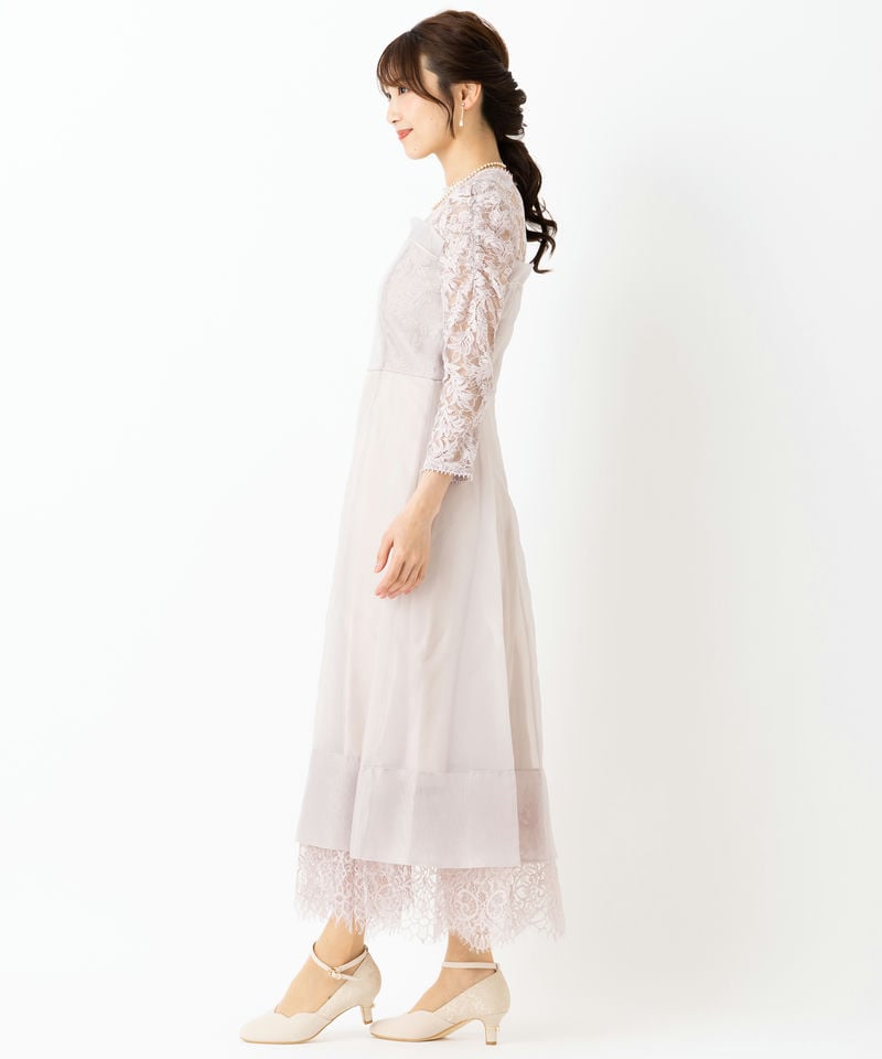 SNIDEL スナイデル ボリュームフレアレースドッキングドレス その他 x