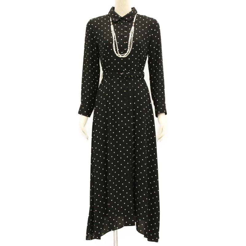 Mila Owen ミラ オーウェン ドットシャツランダムヘムワンピース