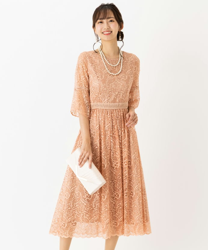 Aimer エメ グリッターレースフィット&フレアドレス ピンク系 | 結婚式