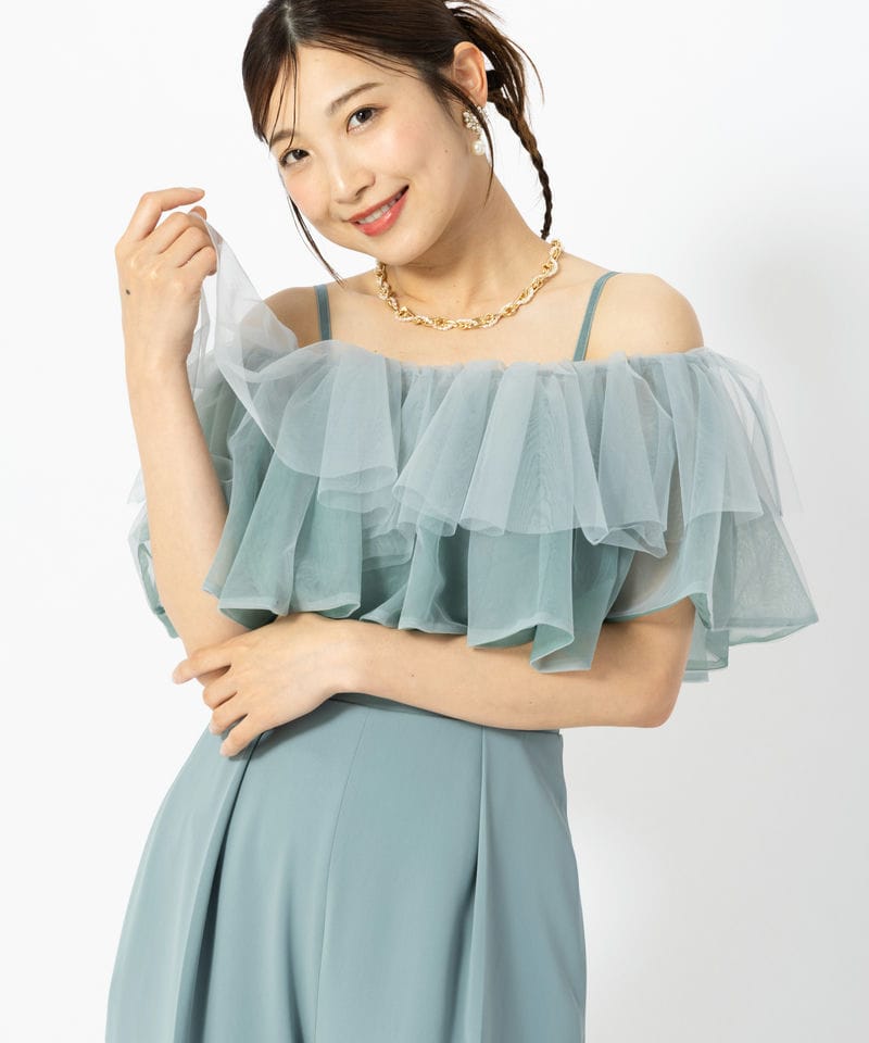 LAGUNAMOON ラグナムーン LADYチュールカラーベアパンツドレス ブルー