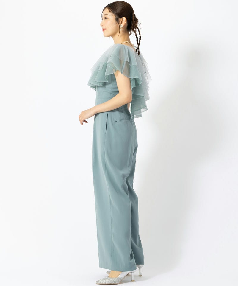 LAGUNAMOON ラグナムーン LADYチュールカラーベアパンツドレス ブルー LAGUNAMOON ラグナムーン LADYチュールカラーベアパンツドレス ブルー