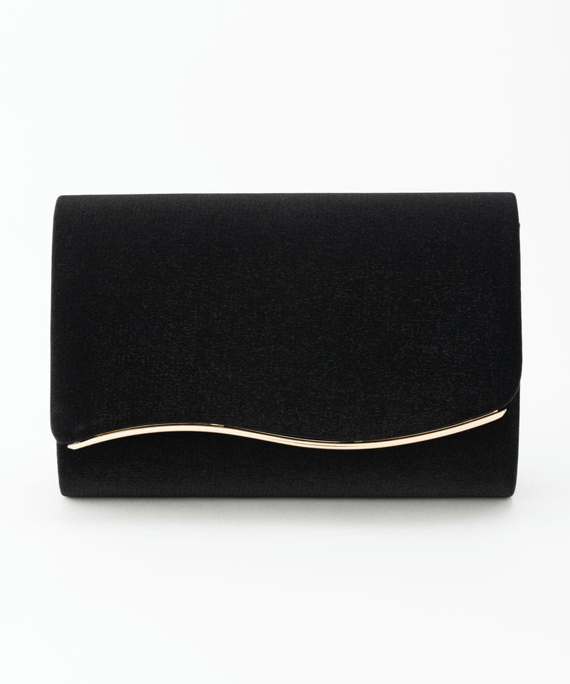 Select Shop ウェービー金具サテンクラッチバッグ ブラック系 | 結婚式