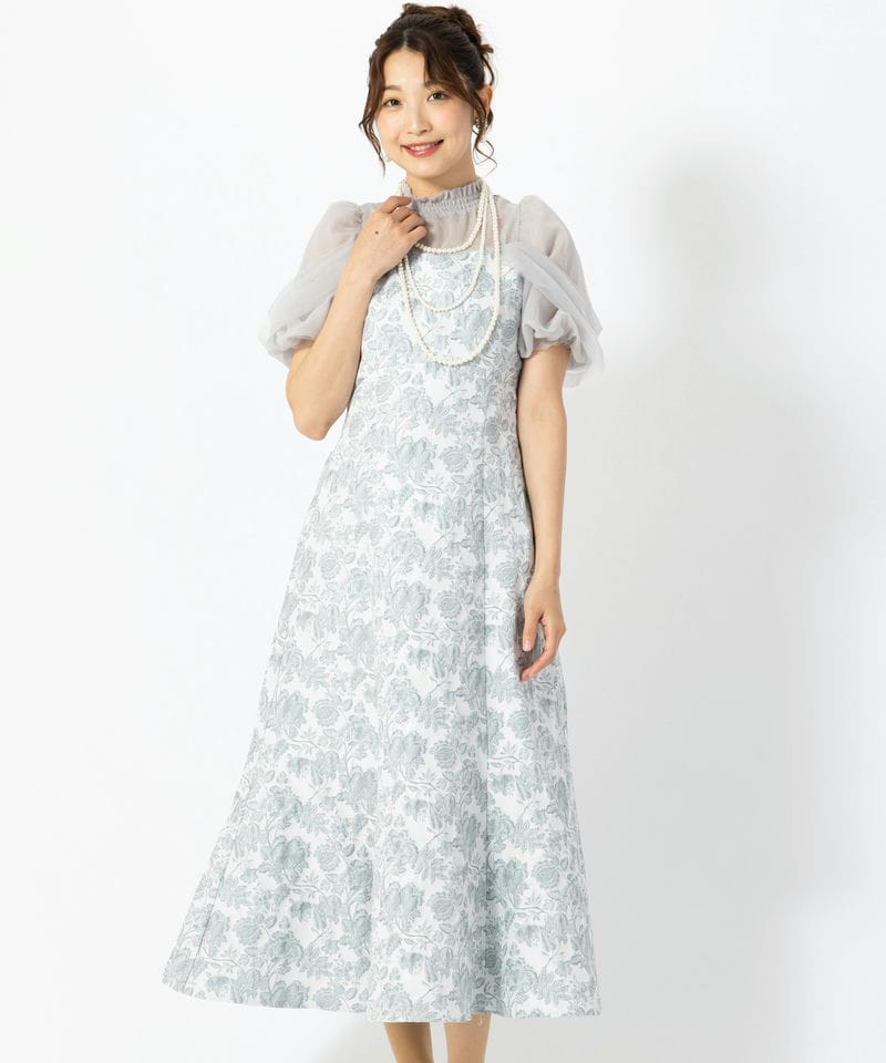 dazzlin ダズリン シアーベールジャガードドレス ベージュ系 | 結婚式