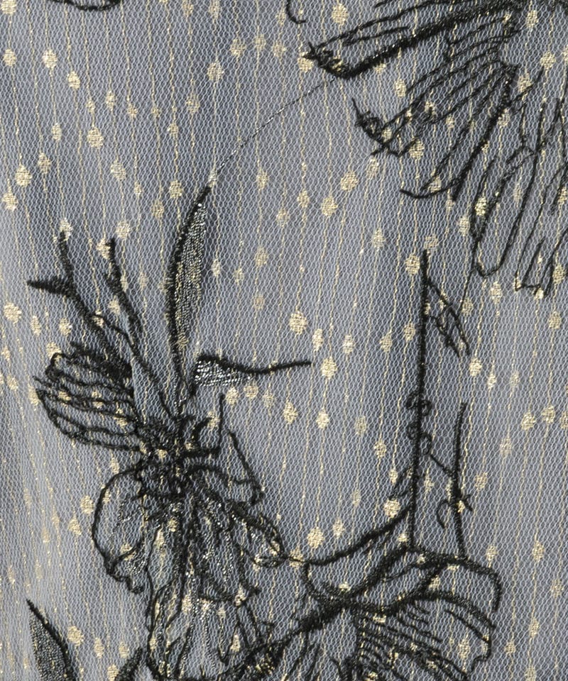 Leja 【ドレス2点SET】レジャ 配色パイピングプチハイネック花柄刺繍
