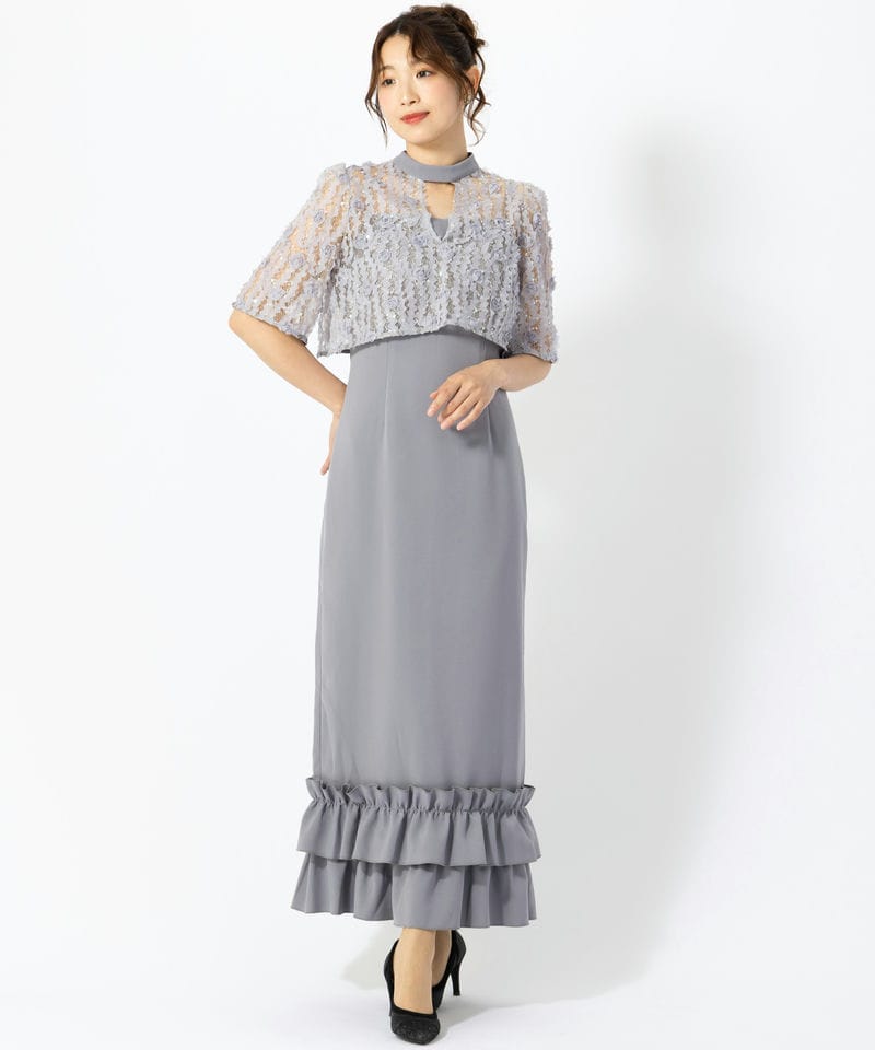 MERCURYDUO マーキュリーデュオ パイピングラッフルレースドレス