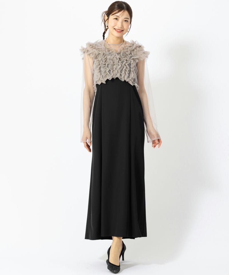 et.UNiVER エト.ユニヴェール メニーウェイフリルドレス ブラック系 x