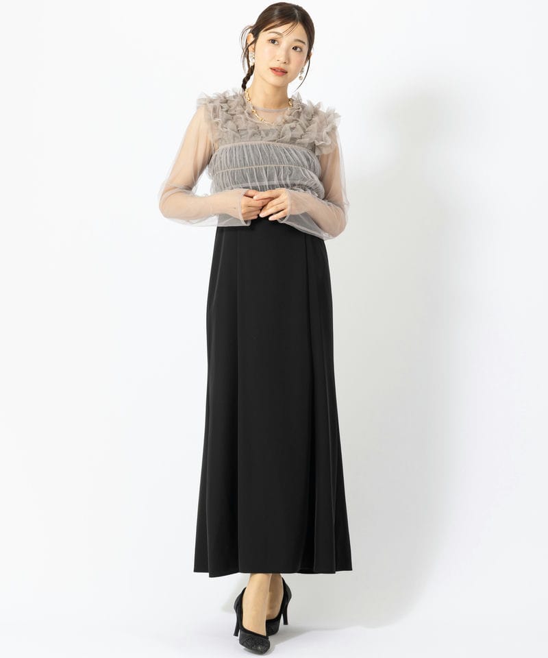 et.UNiVER エト.ユニヴェール メニーウェイフリルドレス ブラック系 x