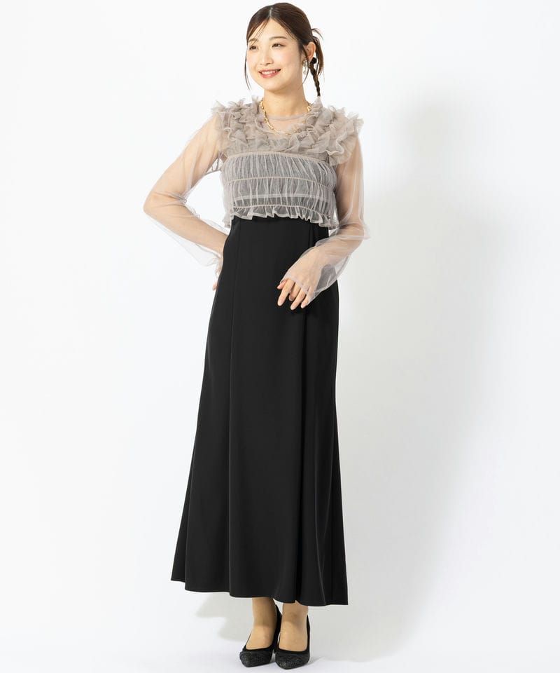 et.UNiVER エト.ユニヴェール メニーウェイフリルドレス ブラック系 x