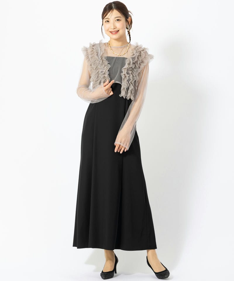 et.UNiVER エト.ユニヴェール メニーウェイフリルドレス ブラック系 x