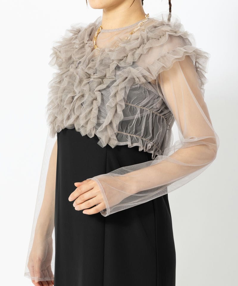 et.UNiVER エト.ユニヴェール メニーウェイフリルドレス ブラック系 x