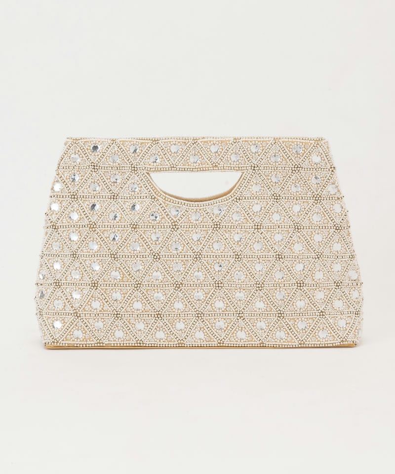 正規品　　グレースコンチネンタル　ビーズバッグ GRACE CONTINENTAL グレースコンチネンタル ビーズ刺繍バッグ ベージュ