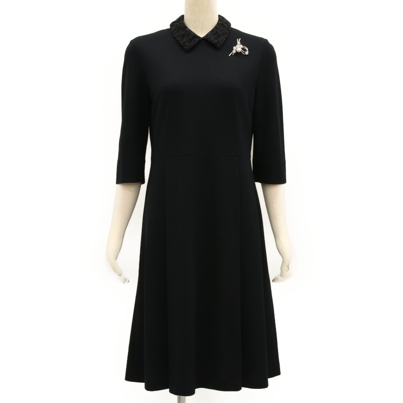 23区 襟付きグログランワンピース ネイビー系 | 結婚式パーティーの