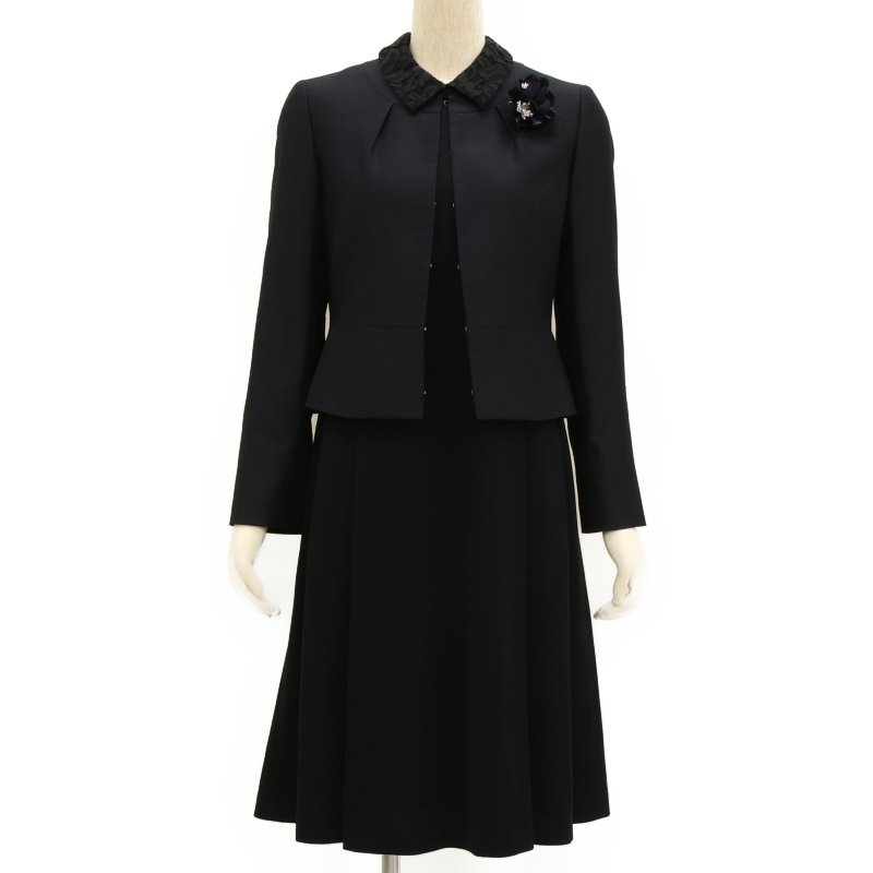 23区 襟付きグログランワンピース ネイビー系 | 結婚式パーティーの