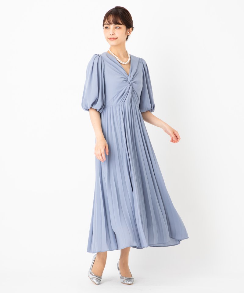 SNIDEL スナイデル シフォンツイストプリーツドレス ブルー系 | 結婚式