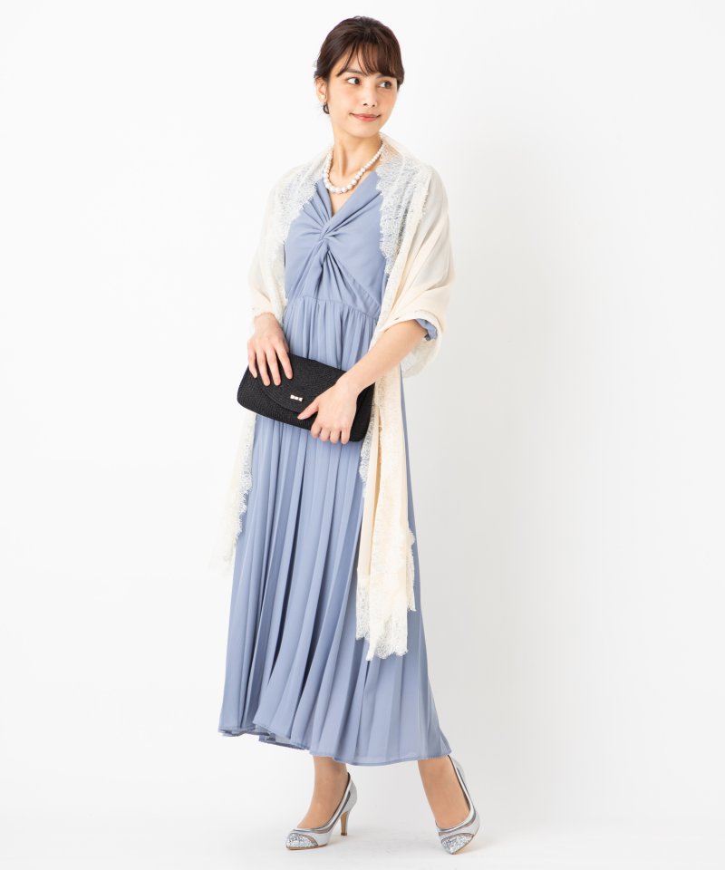 SNIDEL スナイデル シフォンツイストプリーツドレス ブルー系 | 結婚式