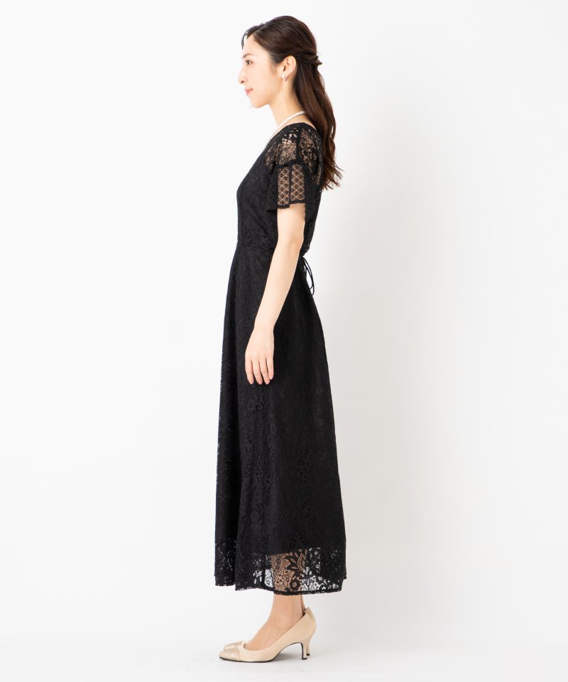 LAGUNAMOON ラグナムーン LADY総レースVネックドレス ブラック系