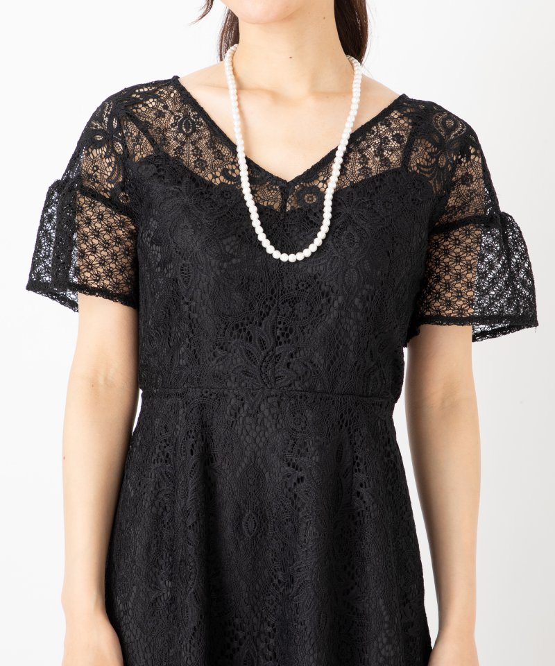 LAGUNAMOON ラグナムーン LADY総レースVネックドレス ブラック系