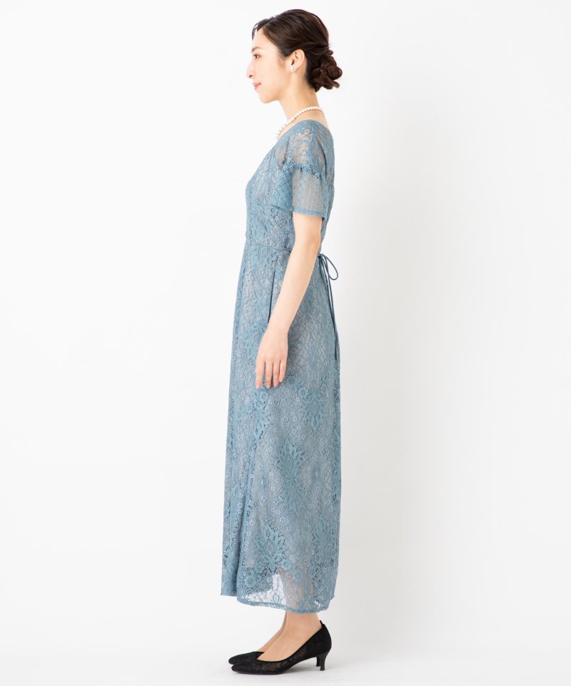 LAGUNAMOON ラグナムーン LADY総レースVネックドレス グリーン系 x