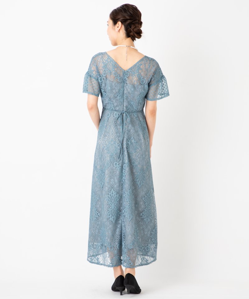 Lagunamoon ドレス LAGUNAMOON ラグナムーン LADY総レースVネックドレス グリーン系 x