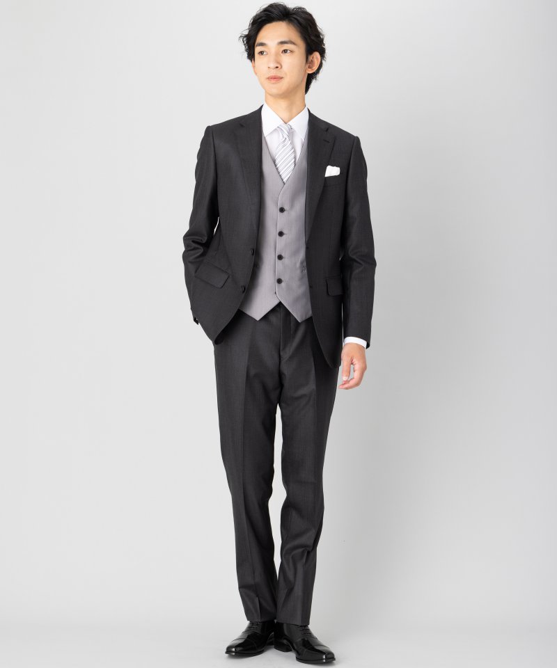 ダークグレー スーツ 3点セット BB7 美品 紳士服の AOKI Select Shop 3