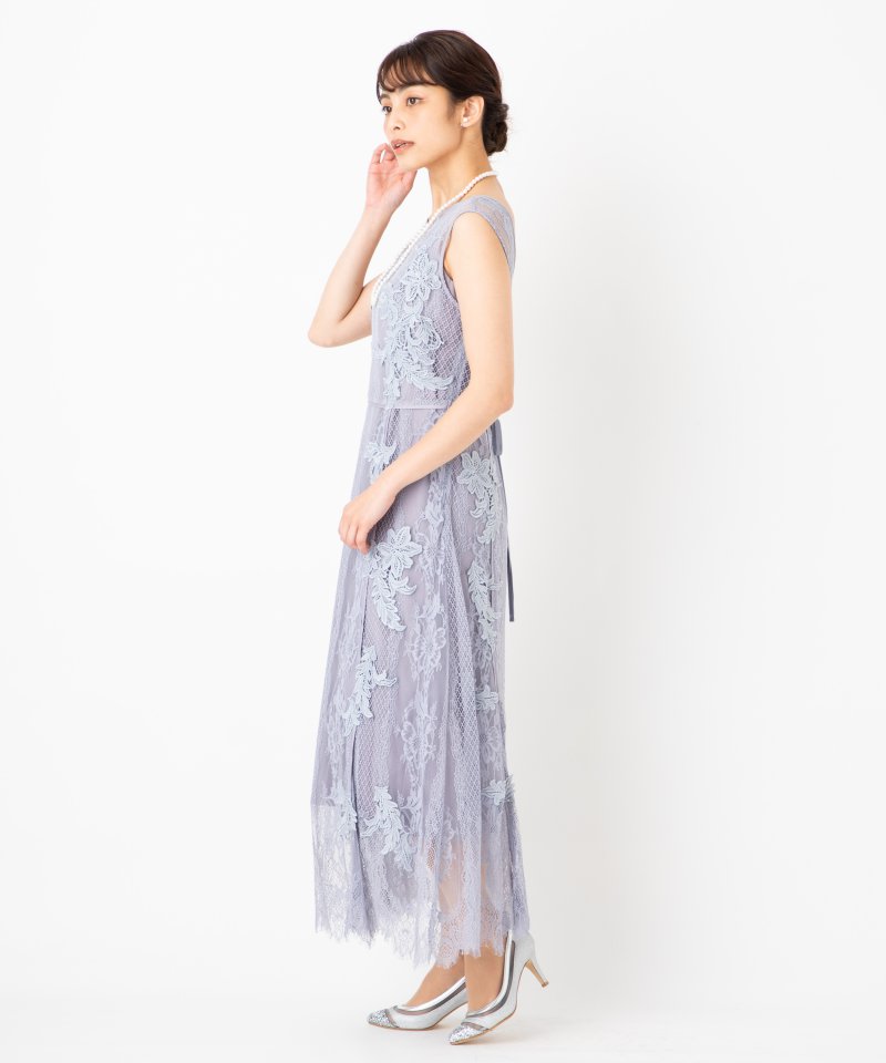 FRAY I.D フレイアイディー レースアップモチーフドレス ブルー系