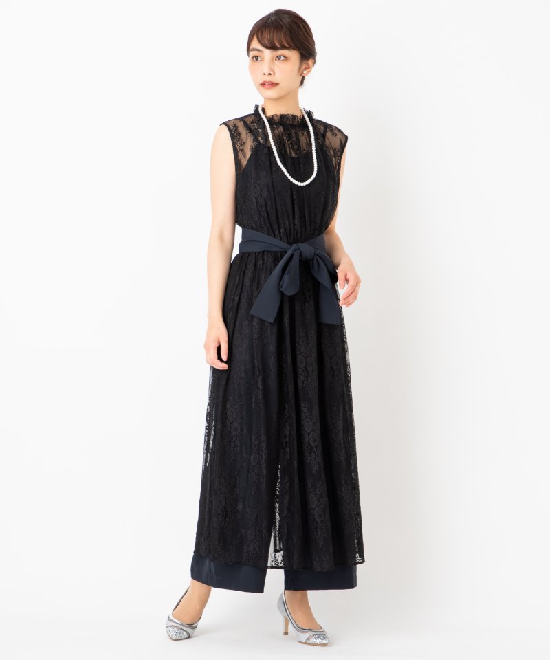 kaene カエン レースジレ付きオールインワン ブラック系 | 結婚式 