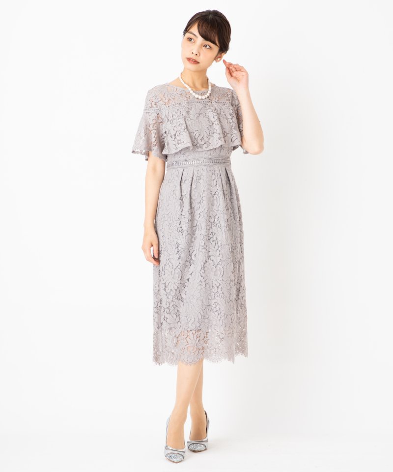 URBAN RESEARCH アーバンリサーチ 総レースフリルドレス グレー系