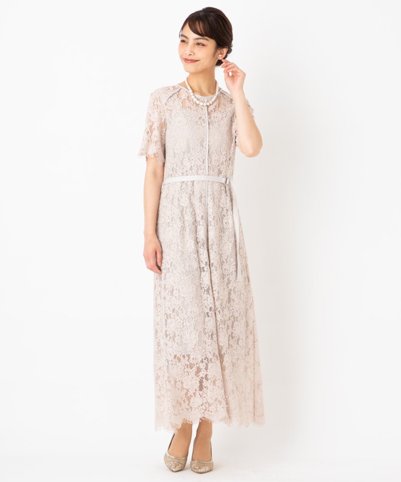 FRAY I.D フレイアイディー パイピングレースドレス ベージュ系 | 結婚